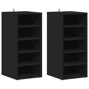 vidaXL Skoskap svart 2 stk 31,5x35x70 cm konstruert tre