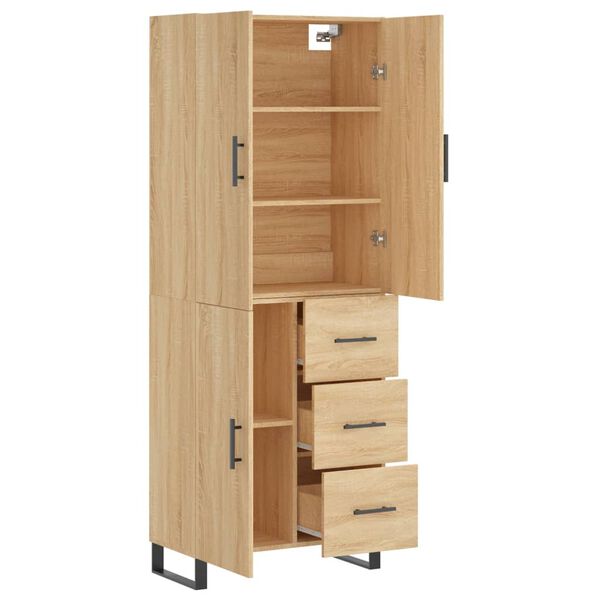 vidaXL Highboard sonoma eik 69,5x34x180 cm konstruert tre