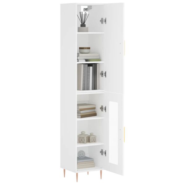 vidaXL Highboard hvit 34,5x34x180 cm konstruert tre