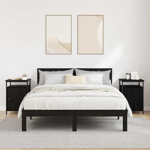 vidaXL Nattbordskap 2 pcs Svart Eik 40 x 42 x 60cm Konstruert tre