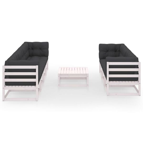 vidaXL Hagesofagruppe med puter 8 deler heltre furu