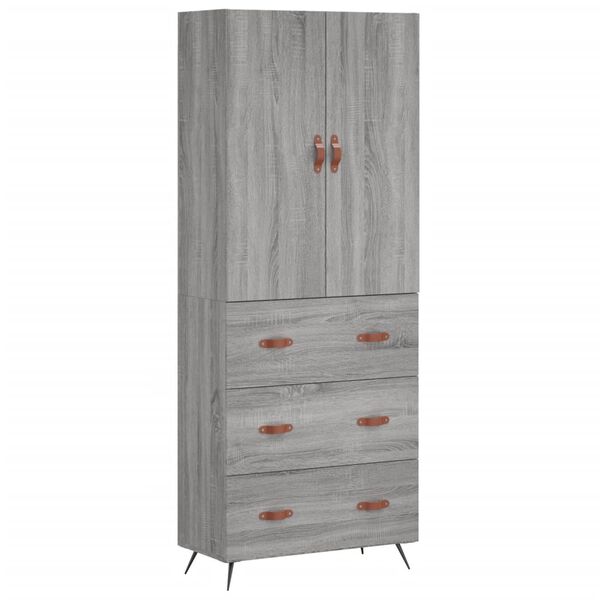 vidaXL Highboard gr&aring; sonoma 69,5x34x180 cm konstruert tre