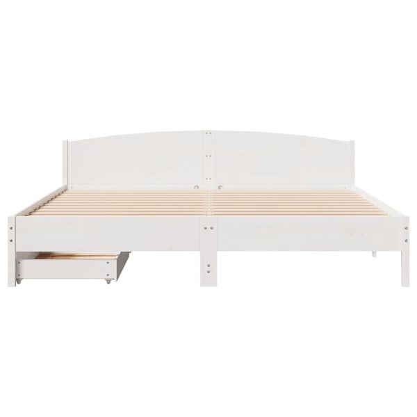 vidaXL Sengeramme med madrass hvit 200x200 cm heltre furu
