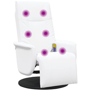 vidaXL Lenestol med massasjefunksjon og fotst&oslash;tte hvit kunstl&aelig;r