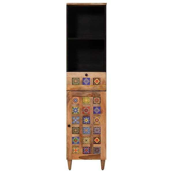 vidaXL Baderomsskap med d&oslash;r Naturlig 38 x 33 x 160 cm Massiv mango tre