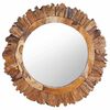vidaXL Veggspeil 60 cm teak rund