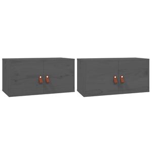 vidaXL Veggskap 2 stk gr&aring; 60x30x30 cm heltre furu