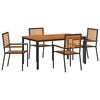 vidaXL Hage Spisegruppe 5 pcs Svart og Brun polyrotting