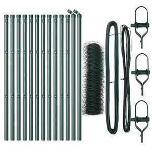 vidaXL Sekskantet gjerde grunstift 25 x 0,4 m PVC-belagt st&aring;l Gr&oslash;nn