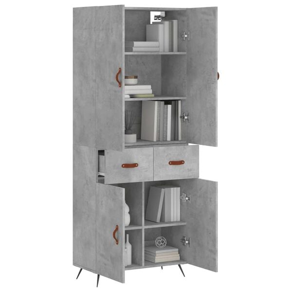 vidaXL Highboard betonggr&aring; 69,5x34x180 cm konstruert tre
