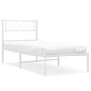 vidaXL Sengeramme i metall med hodegavl hvit 90x190 cm