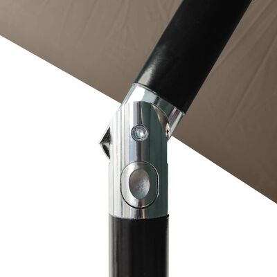 vidaXL Parasoll med lysdioder og stålstang gråbrun 2x3 m