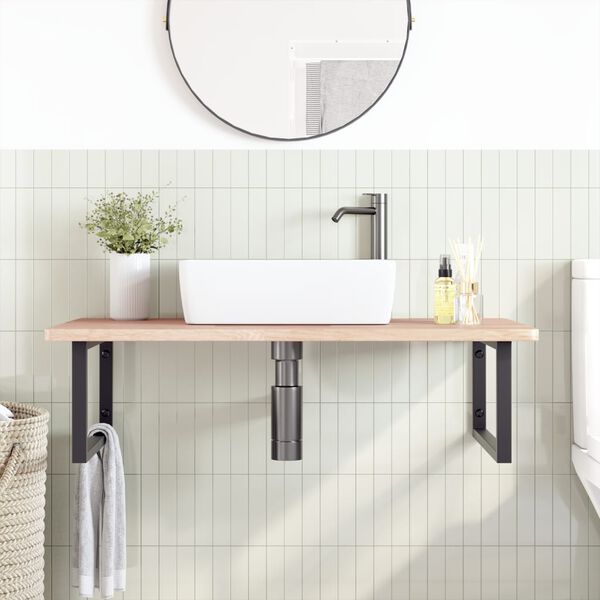 vidaXL Servanthylle veggmontert st&aring;l og heltre eik