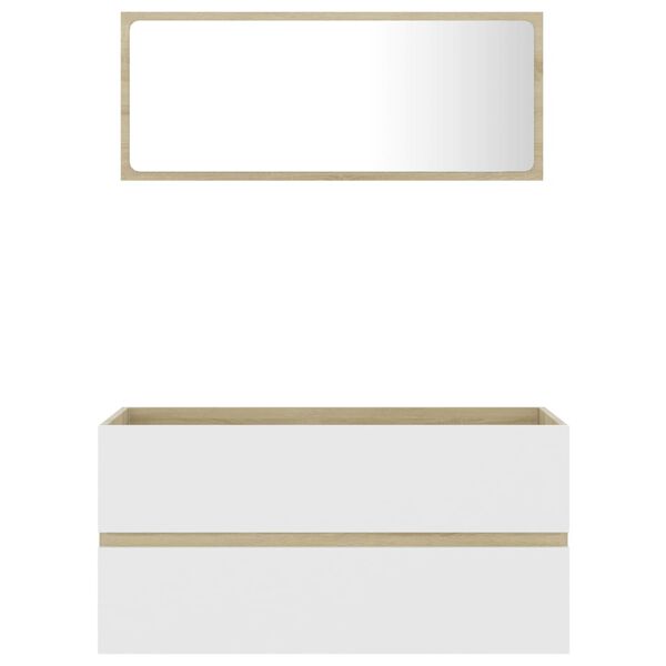 vidaXL Baderomsm&oslash;bler 2 stk hvit og sonoma eik sponplate