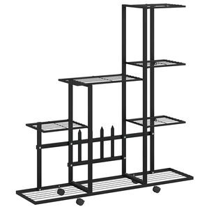 vidaXL Blomsterstativ med hjul 94,5x25x92,5 cm svart metall