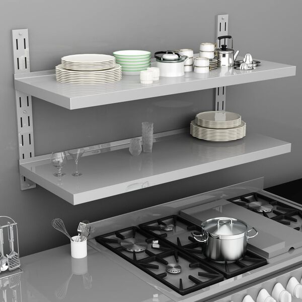 vidaXL Flytende vegghylle 2 niv&aring;er rustfritt st&aring;l 120x30 cm