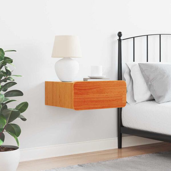 vidaXL Nattbord med skuff Vokset Brun 39 x 34 x 16,5 cm Heltre furu