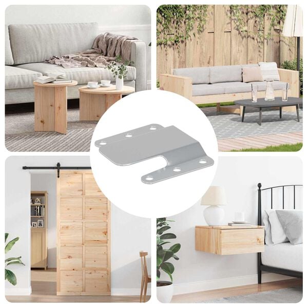 vidaXL Flush Mount Bracket 419 pcs s&oslash;lv 75 x 66 mm St&aring;l