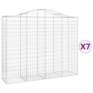 vidaXL Gabionkurver buede 7 stk 200x50x160/180 cm galvanisert jern
