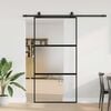 vidaXL Skyved&oslash;r med monteringssett svart 102,5x205 cm herdet glass