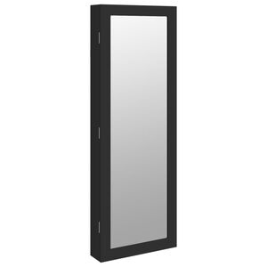 vidaXL Vegghengt smykkeskap med speil svart 37,5x10x106 cm