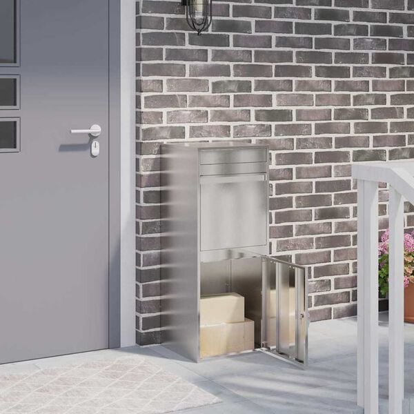 vidaXL Pakkeinnkast med lagring s&oslash;lv 47,5 x 38 x 59 cm Rustfritt St&aring;l