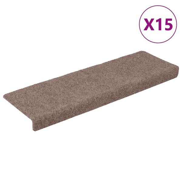 vidaXL Trappematter selvklebende 15 stk 65x21x4 cm lysebrun rektangul&aelig;r kant