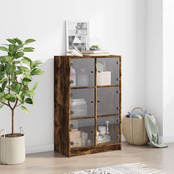 vidaXL Highboard med d&oslash;rer r&oslash;kt eik 68x37x109 cm konstruert tre