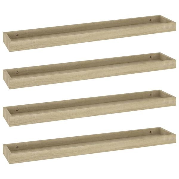 vidaXL Loggia-vegghyller 4 stk eik 80x15x4 cm MDF