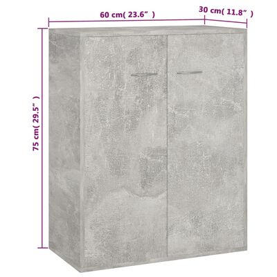 vidaXL Skjenk betonggrå 60x30x75 cm sponplate