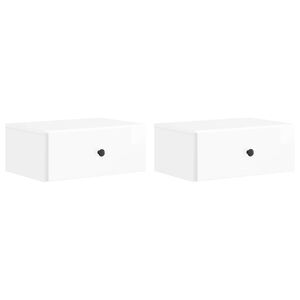 vidaXL Vegghengt Nattbord 2 pcs H&oslash;gglans hvit 49 x 34,5 x 20 cm