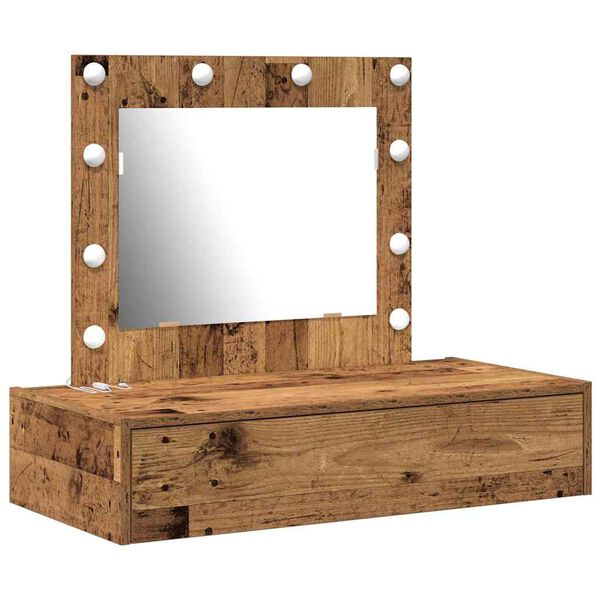 vidaXL Sminkebord med speillys Brun 83 x 40 x 70 cm Konstruert tre