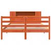 vidaXL Seng med bokhylle uten madrass voksbrun 160x200 cm heltre furu