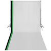 vidaXL Fotostudiosett med 3 fargerike bakgrunner bomull justerbar ramme 3x6 m