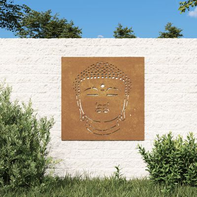 vidaXL Veggdekorasjon til hage 55x55 cm cortenstål Buddha-design