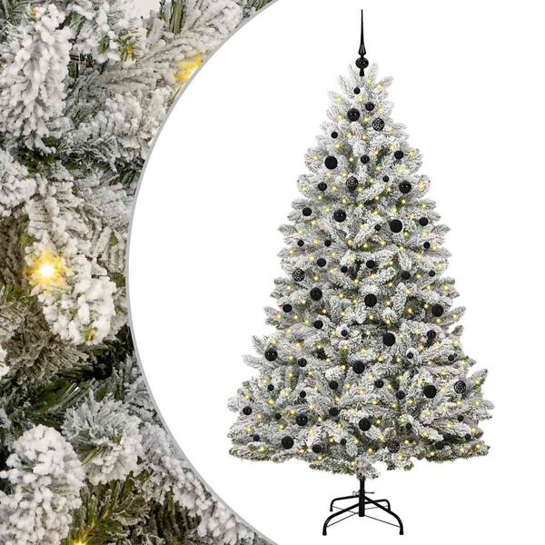 vidaXL Kunstig juletre med 300 LED Gr&oslash;nn og hvit 210 cm PVC og metall