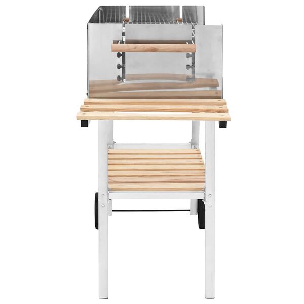 vidaXL XXL Kullgrill med hjul og 2 hyller rustfritt stål