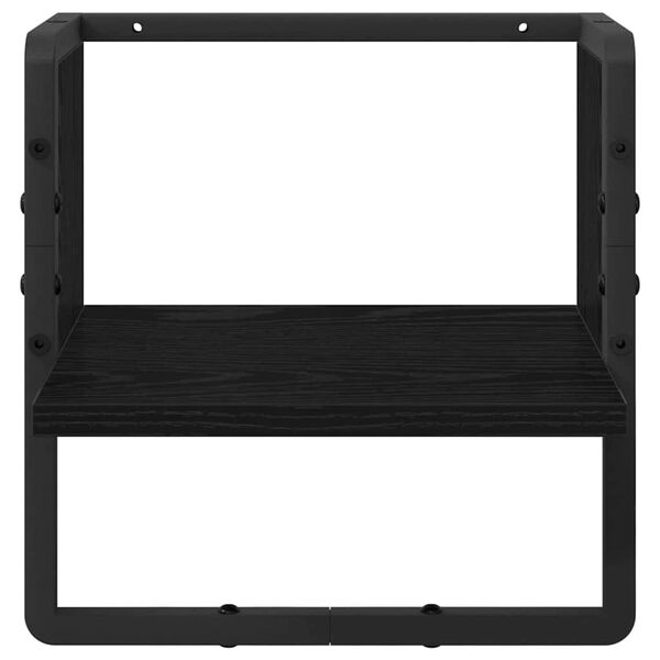 vidaXL Vegghylle med hylle Svart Eik 30 x 25 x 30 cm Konstruert tre