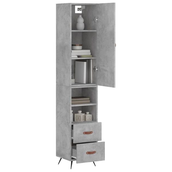 vidaXL Highboard betonggrå 34,5x34x180 cm konstruert tre
