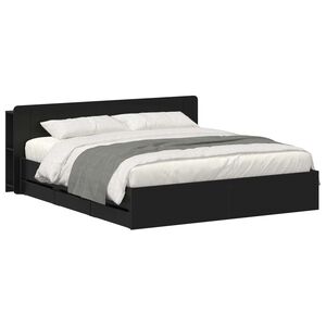 vidaXL Sengeramme med oppbevaring Svart 180 x 200 cm Konstruert tre