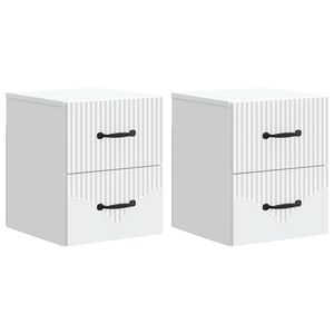 vidaXL Vegghengt Nattbord 2 pcs Hvit 34,5 x 33 x 40 cm Konstruert tre