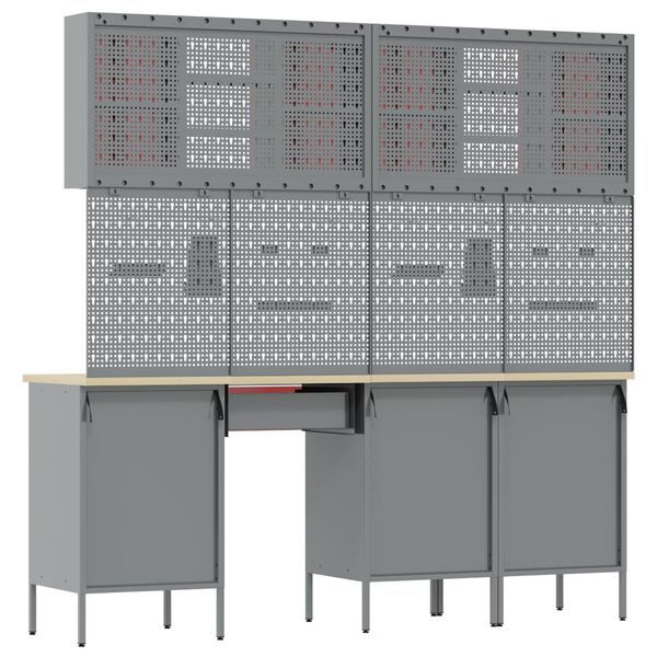 vidaXL Arbeidsbenk med skuff 10 pcs Svart 200 x 55 x 200 cm Stål