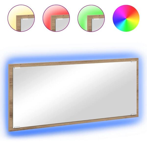 vidaXL Speil Veggmontert Artisan Eik 90 x 8,5 x 37 cm Konstruert tre