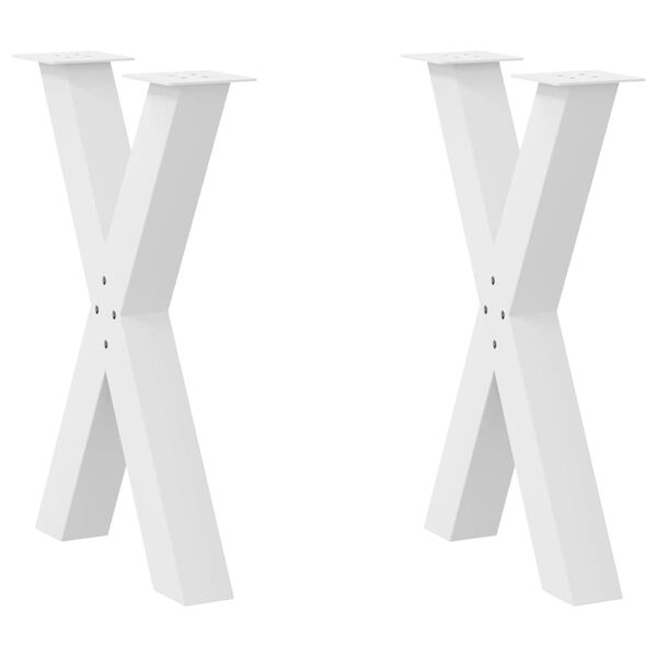 vidaXL Spisebordben X-formet 2 stk hvit 50x(72-73) cm st&aring;l
