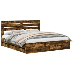 vidaXL Sengestamme med skuff R&oslash;kt eik 180 x 200 cm Ingeni&oslash;rtre