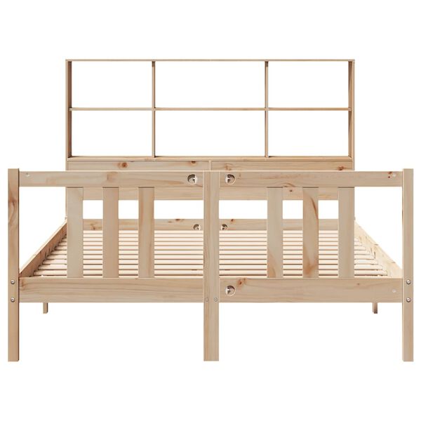 vidaXL Seng med bokhylle uten madrass 120x200 cm heltre furu