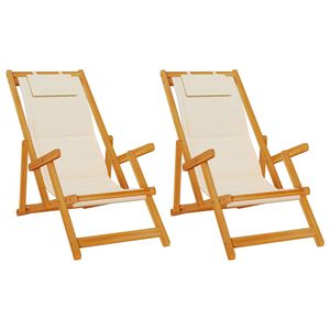 vidaXL Strandstol 2 stk. Brun Solid akasietre
