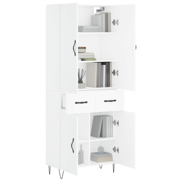 vidaXL Highboard hvit 69,5x34x180 cm konstruert tre