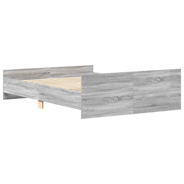 vidaXL Sengeramme med hode- og fotgavl gr&aring; sonoma 135x190 cm