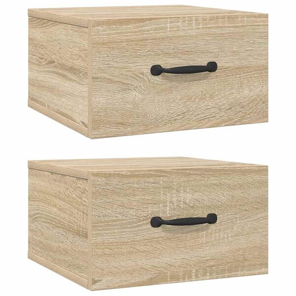 vidaXL Veggmontert nattbord 2 stk sonoma eik 35x35x20 cm